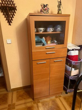 conjunto Mueble vitrina salón madera