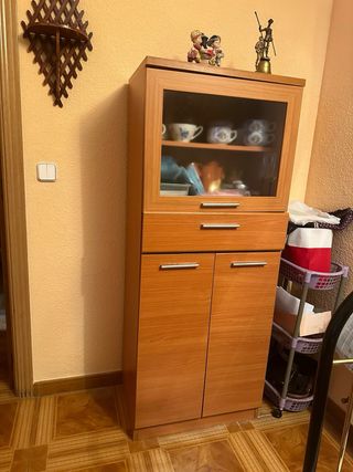 conjunto Mueble vitrina salón madera
