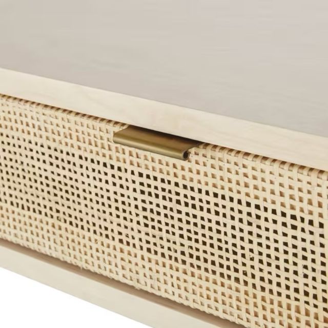 Mesa consola dorada con cajón