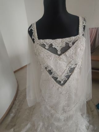 Vestido novia blanco encaje