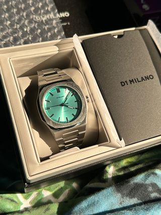 D1 Milano - Reloj automático plata & verde azulado