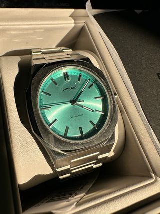 D1 Milano - Reloj automático plata & verde azulado