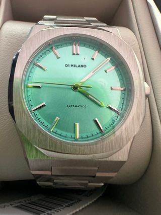 D1 Milano - Reloj automático plata & verde azulado