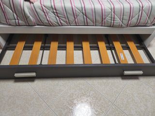 Cama nido juvenil gris y blanco 90x190+ escritorio