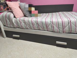 Cama nido juvenil gris y blanco 90x190+ escritorio
