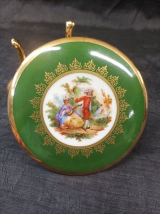 Joyero antiguo Limoges verde-oro