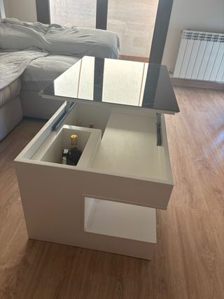 Mesa centro diseño blanco - madera, cristal