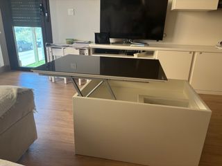 Mesa centro diseño blanco - madera, cristal