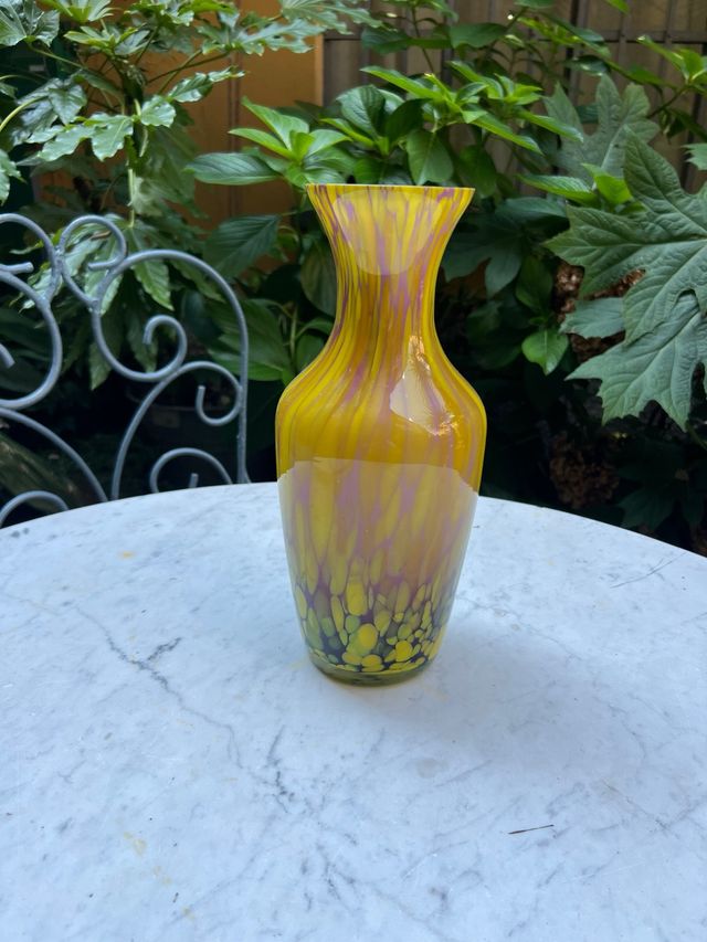 Vaso vetro giallo&multicolore