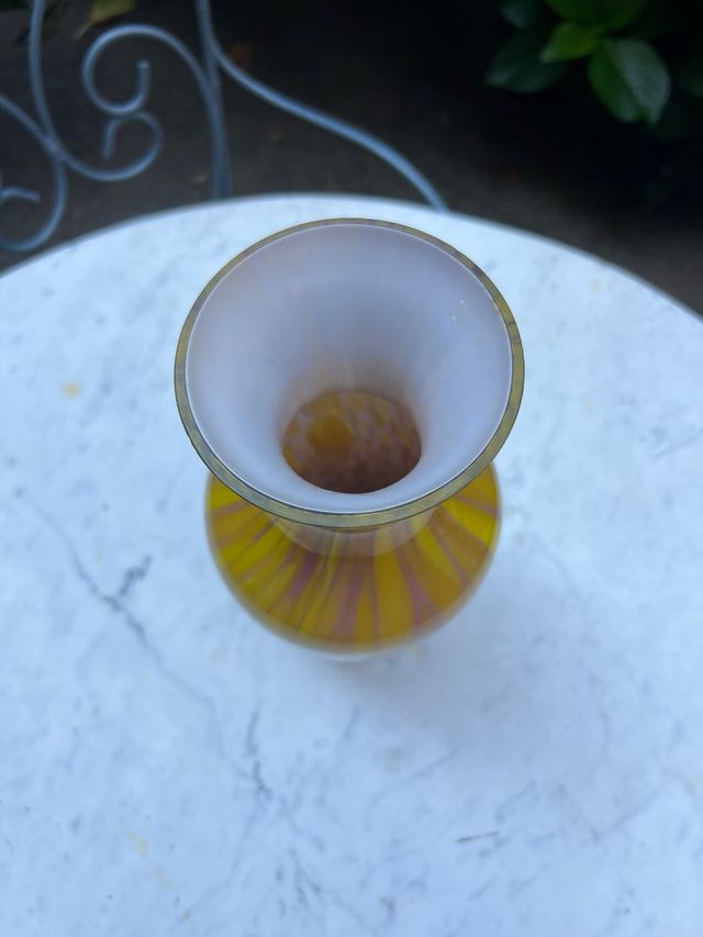 Vaso vetro giallo&multicolore