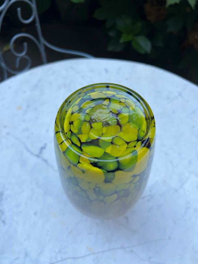 Vaso vetro giallo&multicolore