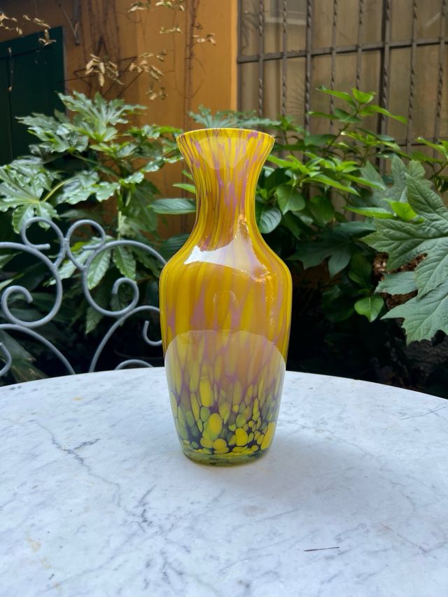 Vaso vetro giallo&multicolore