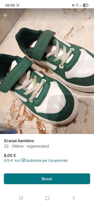 Scarpe sportive bambino verde-bianco