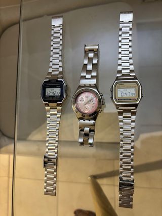 2 Casio + Swatch rosa: relojes vintage mujer 