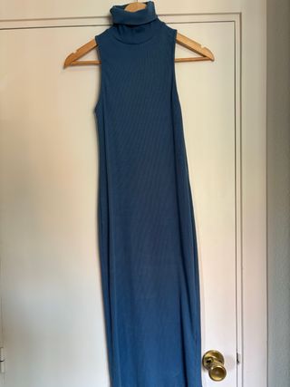 Vestido azul cuello alto