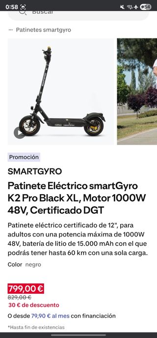 Patinete SmartGyro K2 Pro Black XL
