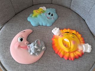 3 Figura infantil cerámica pared: Sol, Luna, Nube