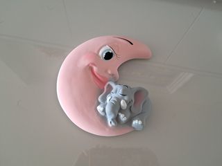 3 Figura infantil cerámica pared: Sol, Luna, Nube