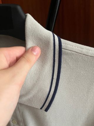 Polo Lacoste original beige-azul