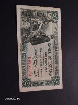 Billete 5 Pesetas España 1945