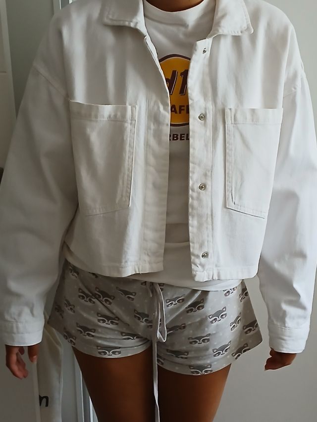 Giacca in denim bianco Stradivarius