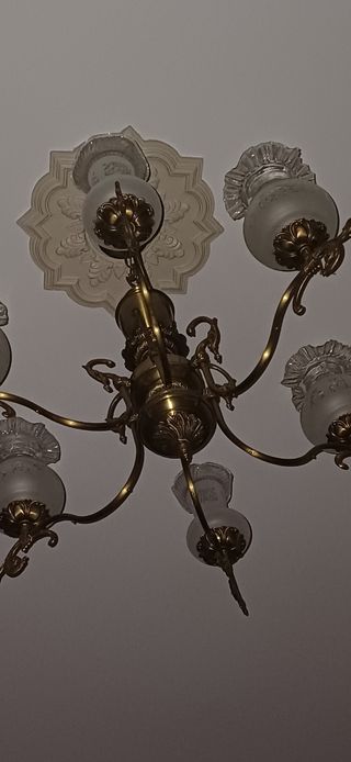 Lampara techo dorada 5 luces