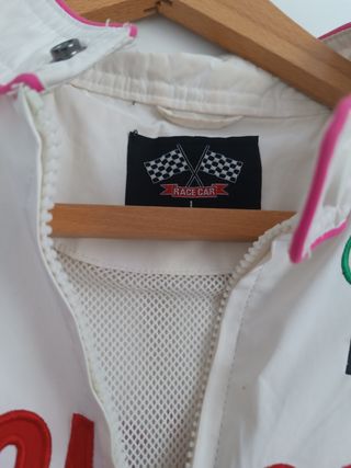 Giacca moto vintage bianca rosa