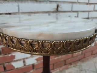 Mesa sobremesa antigua madera maciza marmol bronce