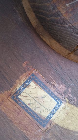 Mesa sobremesa antigua madera maciza marmol bronce
