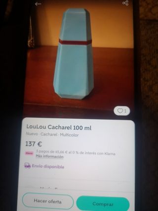 Colonia cacharel azul y roja