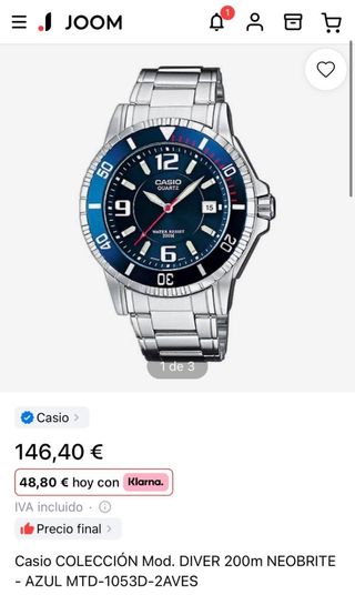 Reloj Casio cuarzo azul