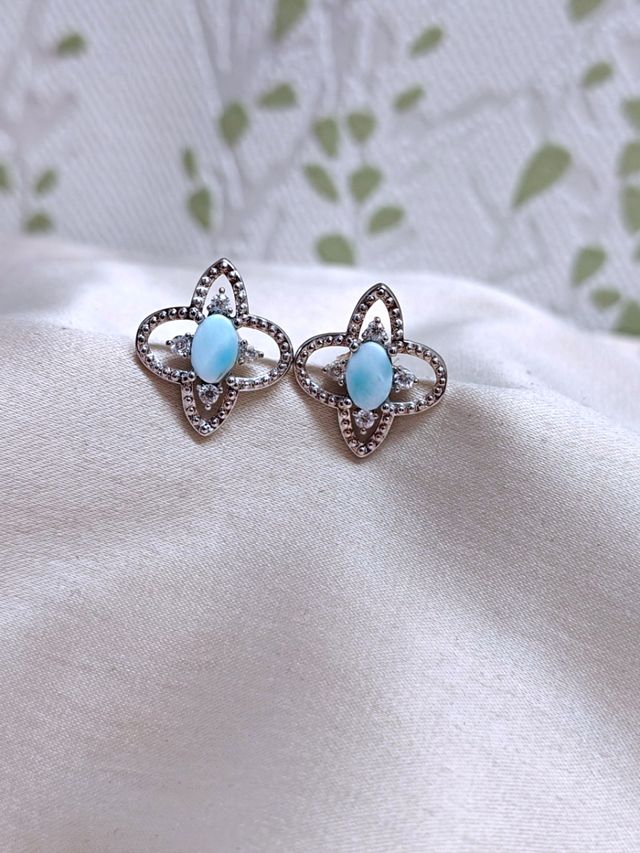 Pendientes Plata 925 con Larimar Dominicano
