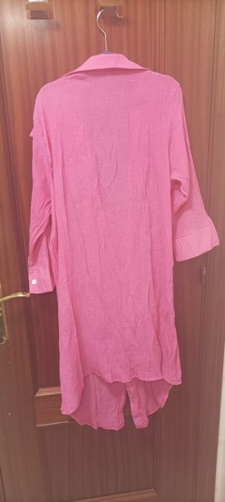 Vestido camisero rosa playa/piscina