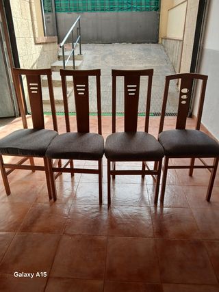 4 Sillas madera - Gris oscuro