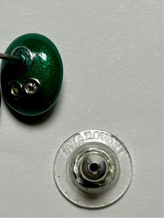Pendientes Swarovski verdes plata de botón 