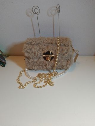 Mini Borsetta Pelliccia Beige
