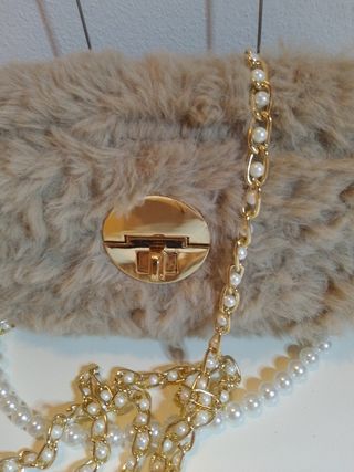 Mini Borsetta Pelliccia Beige