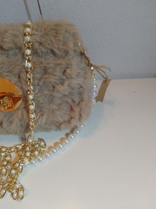 Mini Borsetta Pelliccia Beige