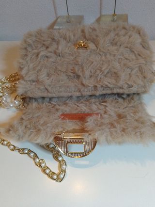 Mini Borsetta Pelliccia Beige