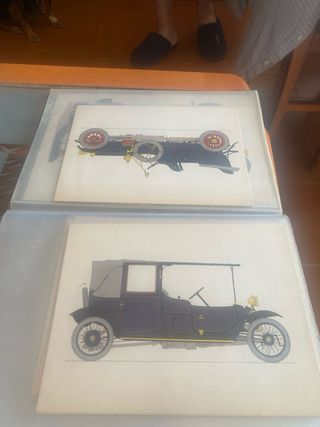 láminas coches antiguos con publicidad 
