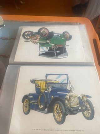 láminas coches antiguos con publicidad 
