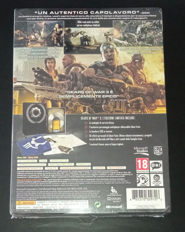 Gears of War 3 Edizione Limitata nuovo per Xbox 36