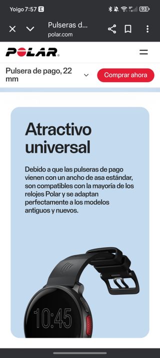 Pulsera Pago Polar 22mm