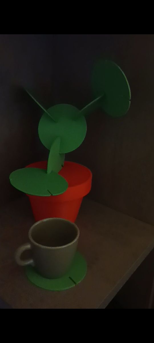 Sottobicchieri a foglia con vaso