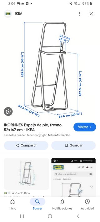 Espejo IKORNNES 52x167cm