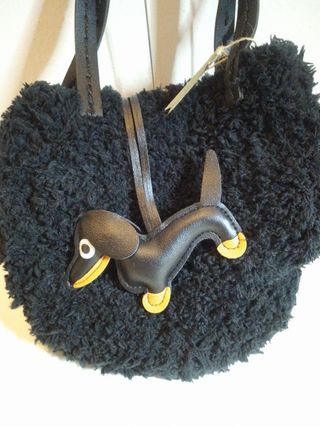 Mini Borsetta a Secchiello Nera in bouclé 