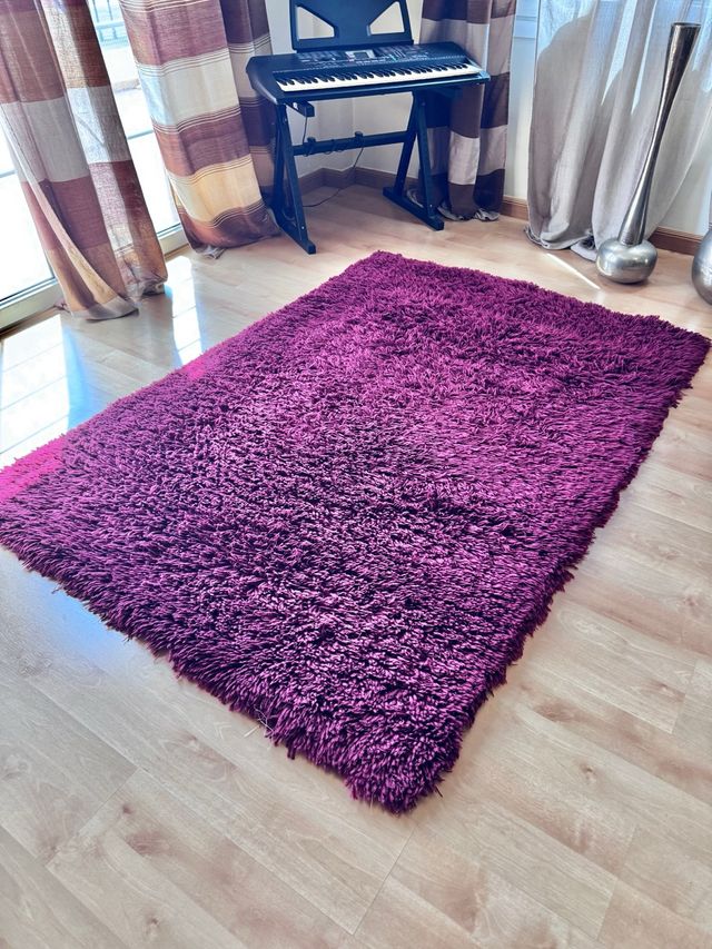 Tappeto con frange in granato vinoso viola 140x200 cm