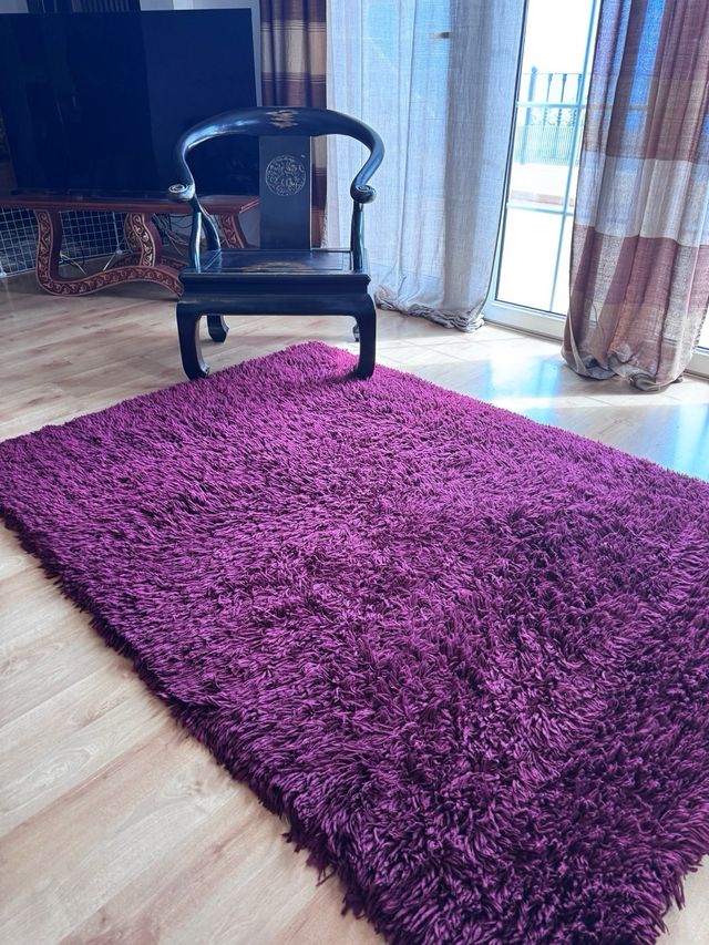 Tappeto con frange in granato vinoso viola 140x200 cm