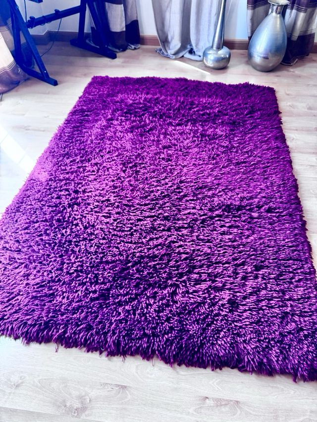 Tappeto con frange in granato vinoso viola 140x200 cm