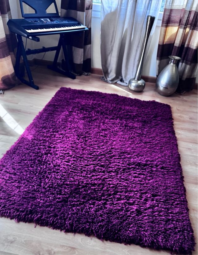 Tappeto con frange in granato vinoso viola 140x200 cm